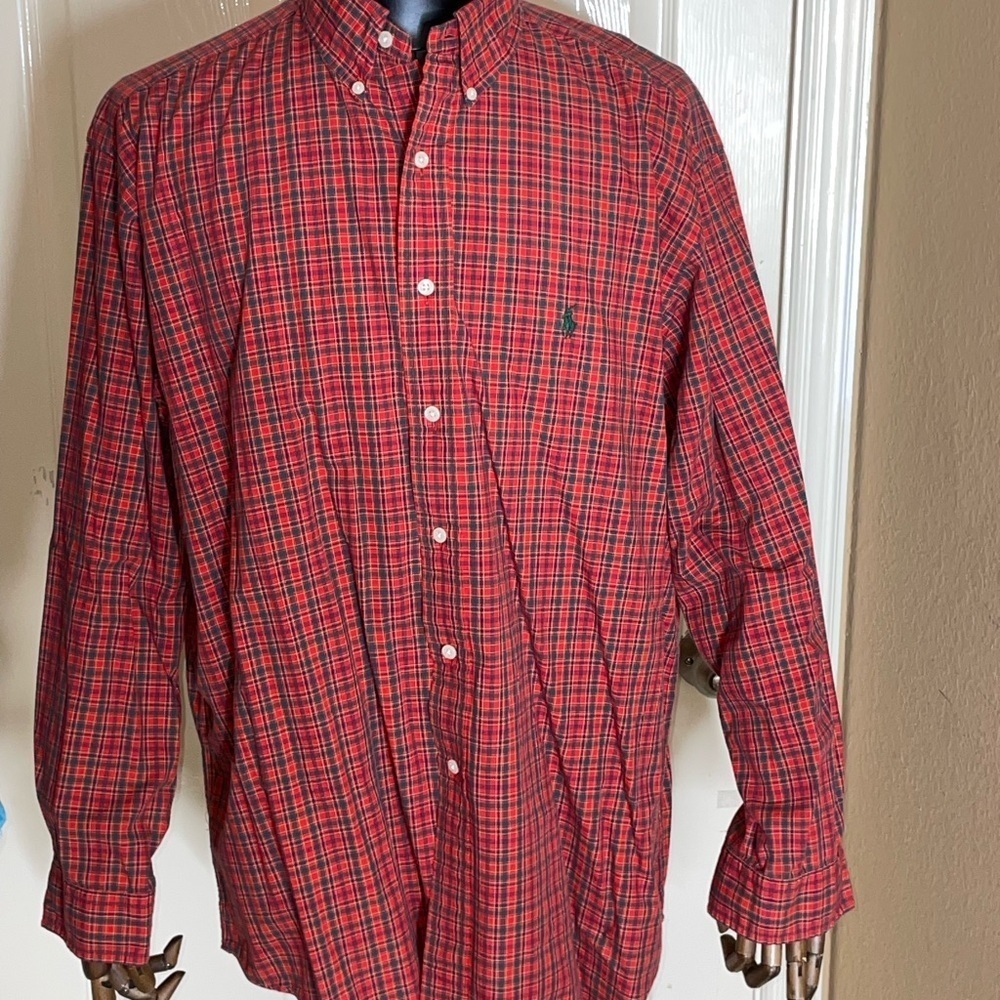Vintage Polo Ralph Lauren Button Down Mens 17.5 Red Yarmouth Plaid Shirt Check‌‍ - Picture 6 of 9